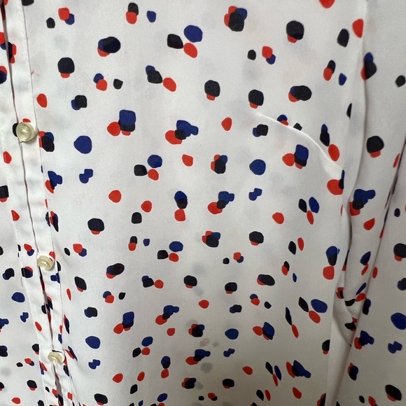 LANDS’END BANDED COLLAR BUTTON FRONT RED WHITE & BLUE TOP  -  SIZE 10 - Picture 5 of 6